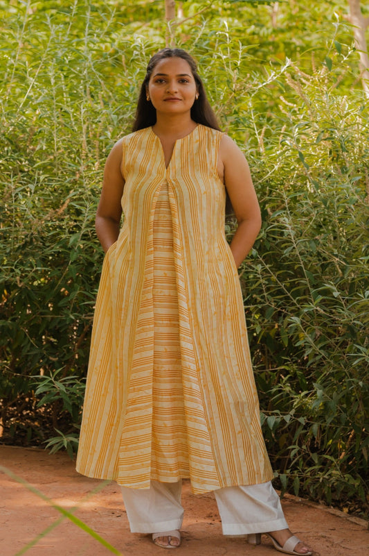 Yellow long length Kurta