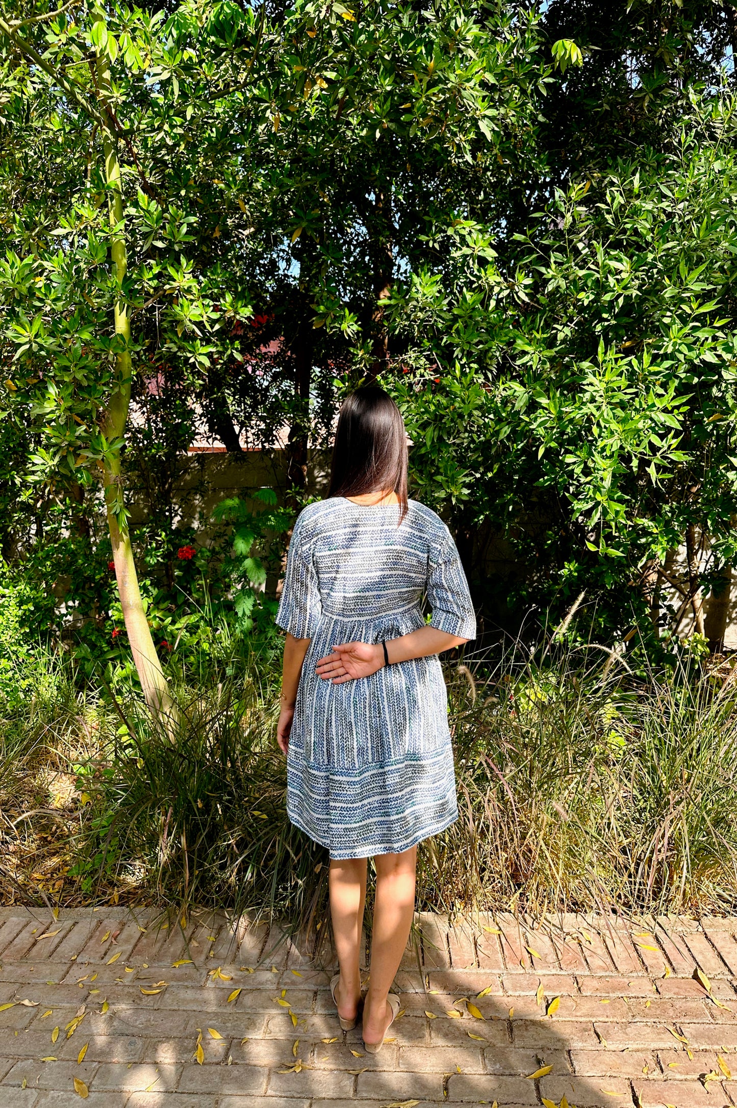 Blue Leafy Summer Dress