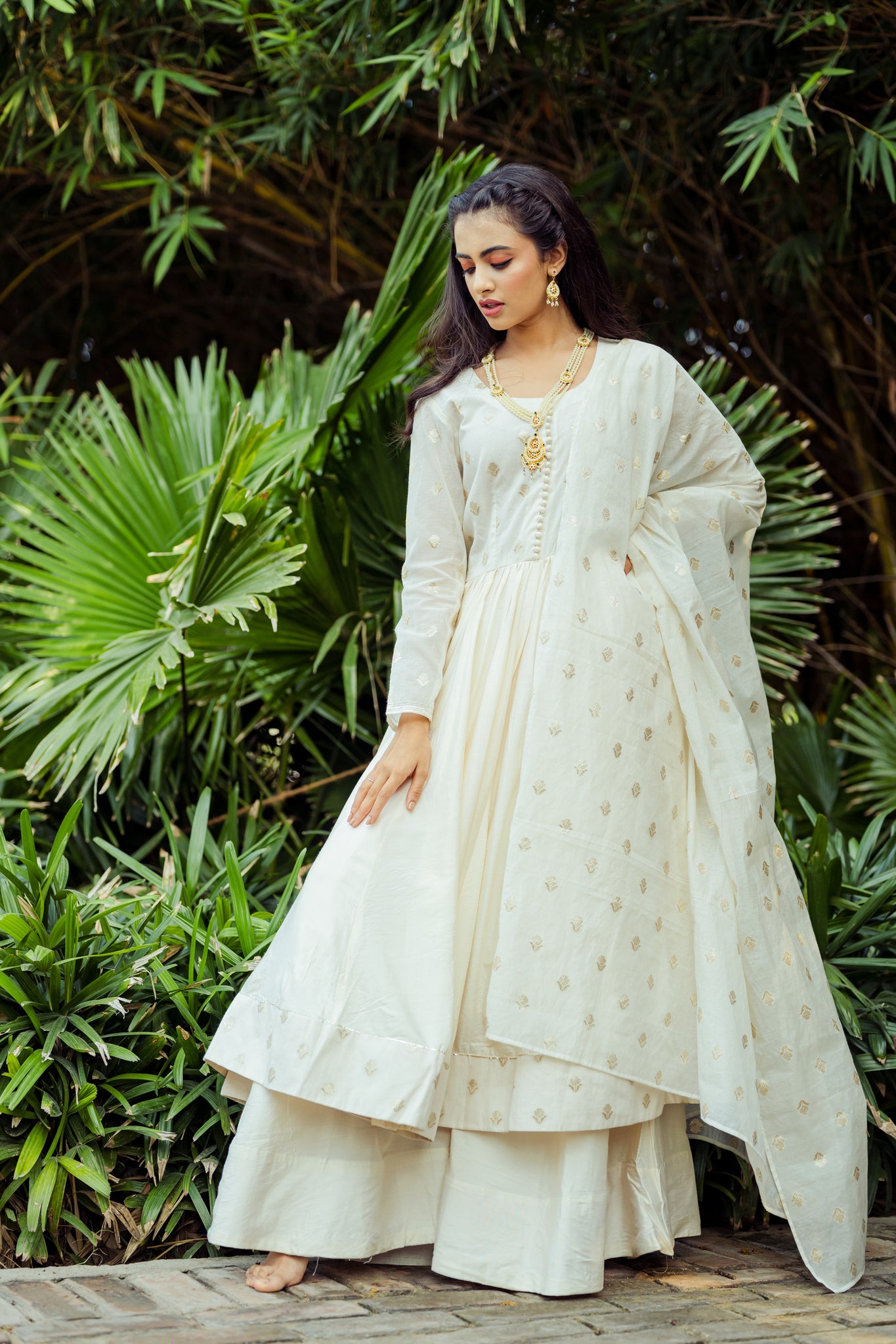 Ivory sale anarkali suit